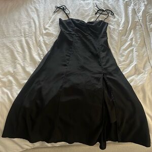 Black Midi Dress with side leg slit.